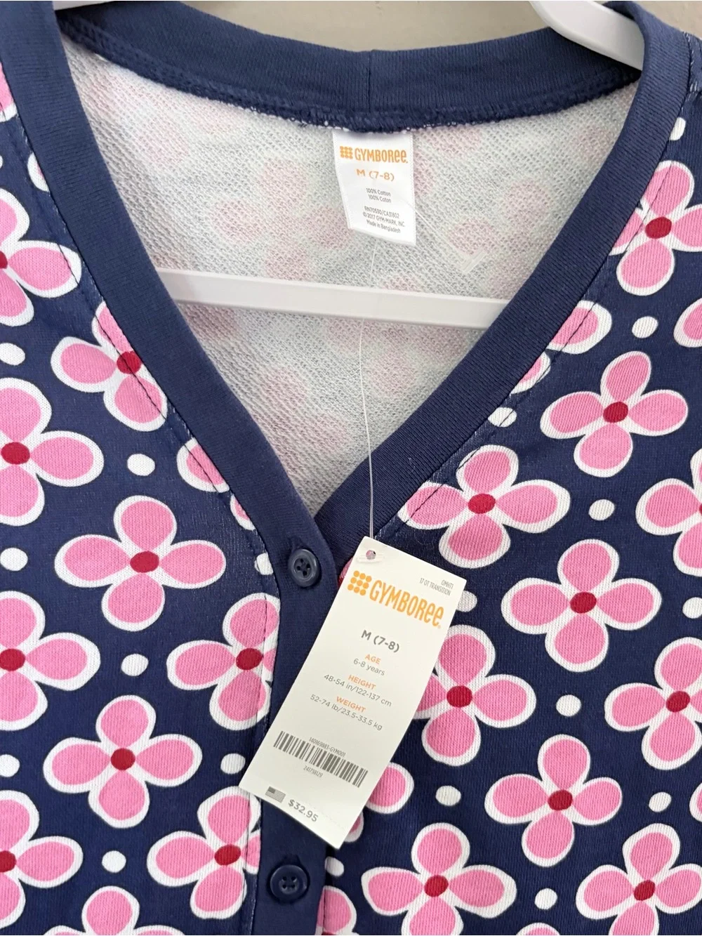 Gymboree Girls Medium 7-8 Navy Blue Pink Floral Print Button Up Cardigan NWT
